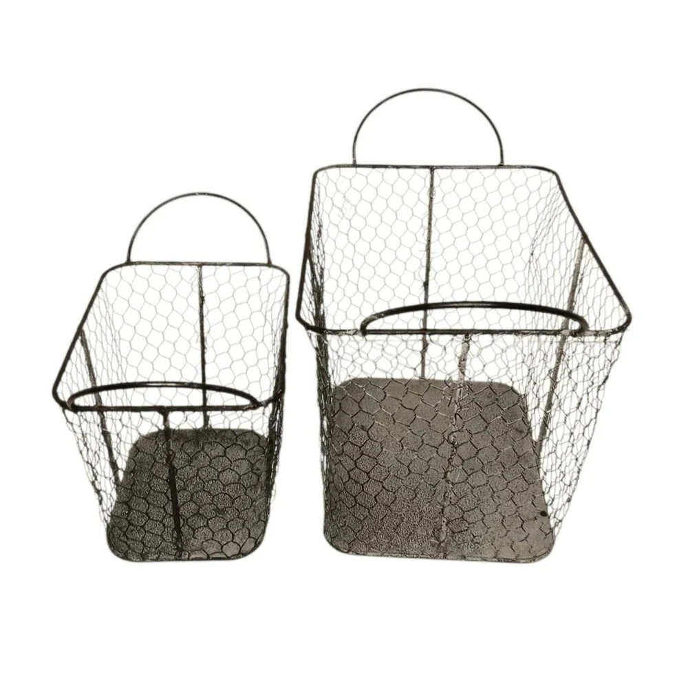 Two New Chicken Wire Baskets Rectangle Farmhouse Country Decor By Melrose Intl.